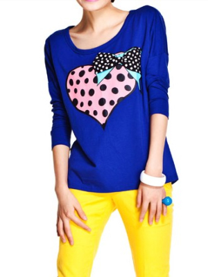 Blue women blouses with pink design